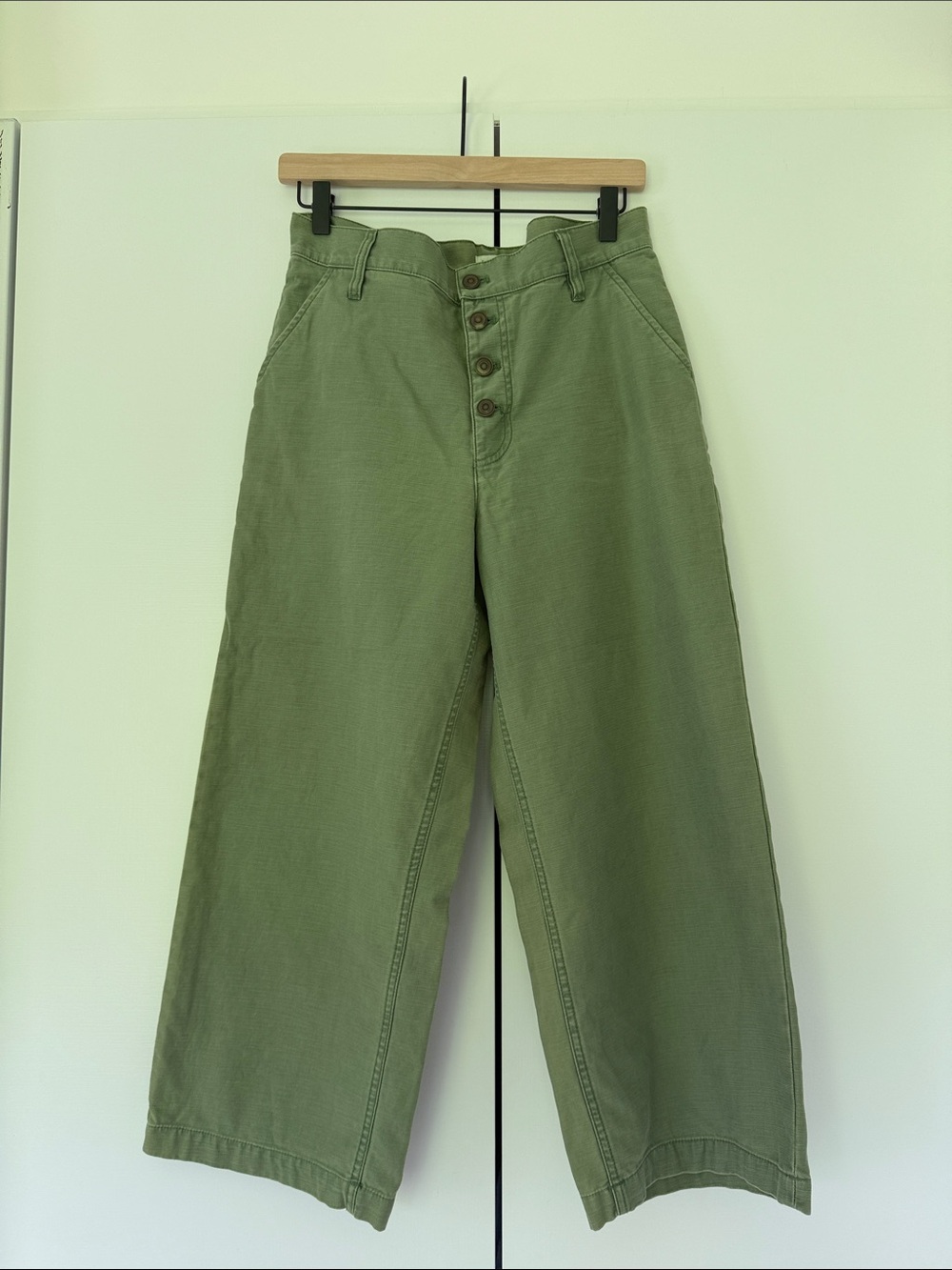 J. Crew Olive Green Wide-Leg Cropped Pants